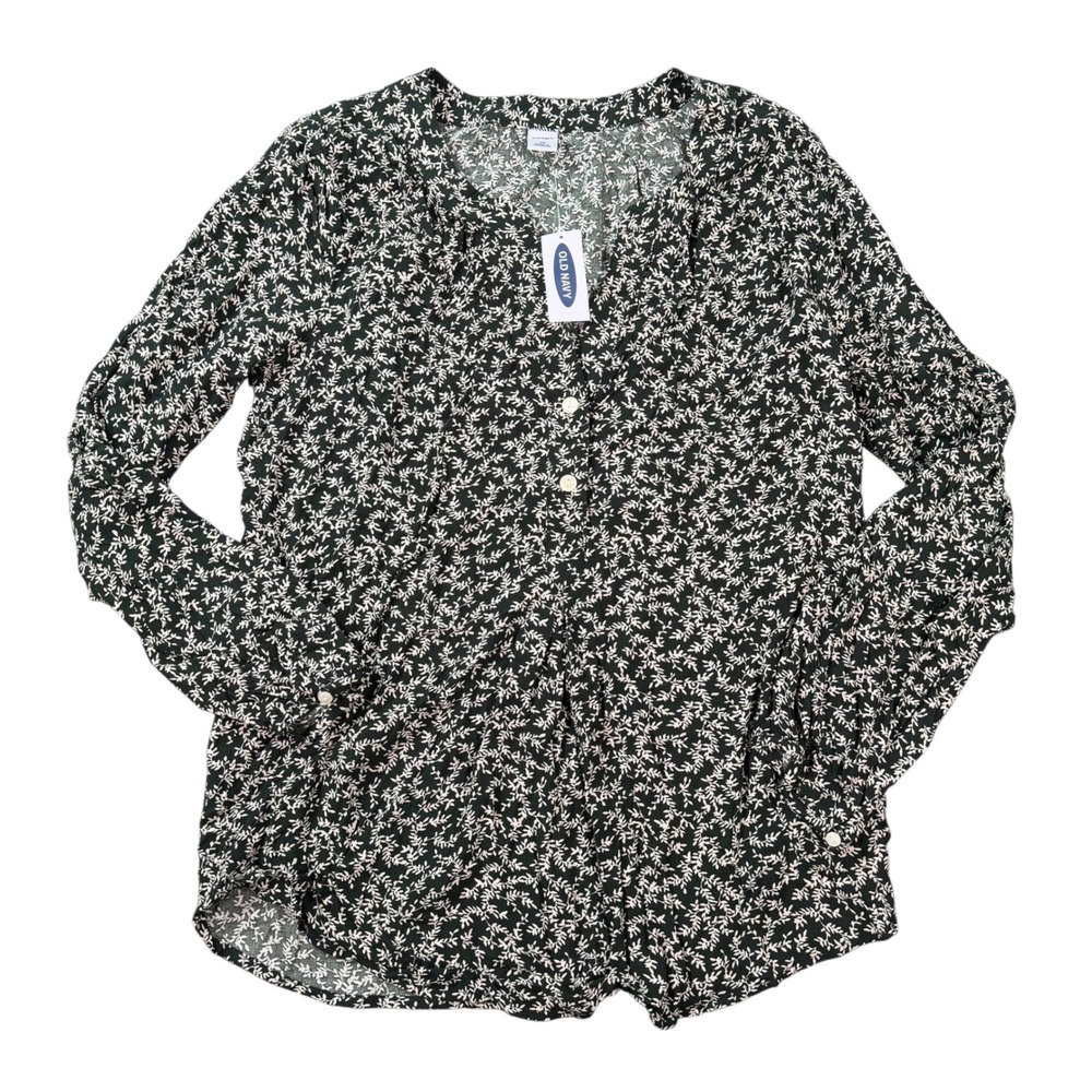 Old Navy Womens Floral Oversized Printed Split-Neck Blouse Size XS